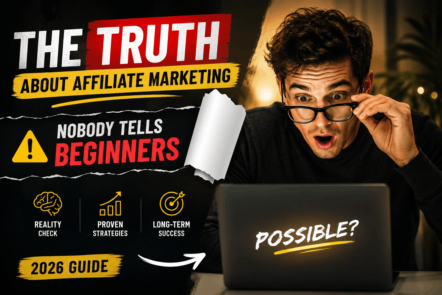 The truth about affiliate marketing success for beginners showing strategies to build a profitable online business