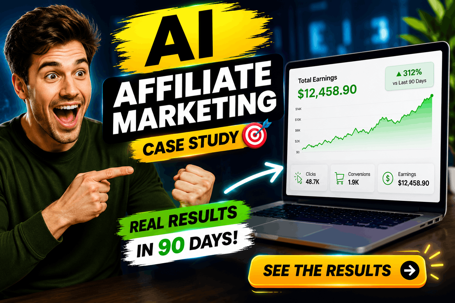 AI affiliate marketing case study showing AI tools, SEO strategy, and 90-day affiliate business growth results