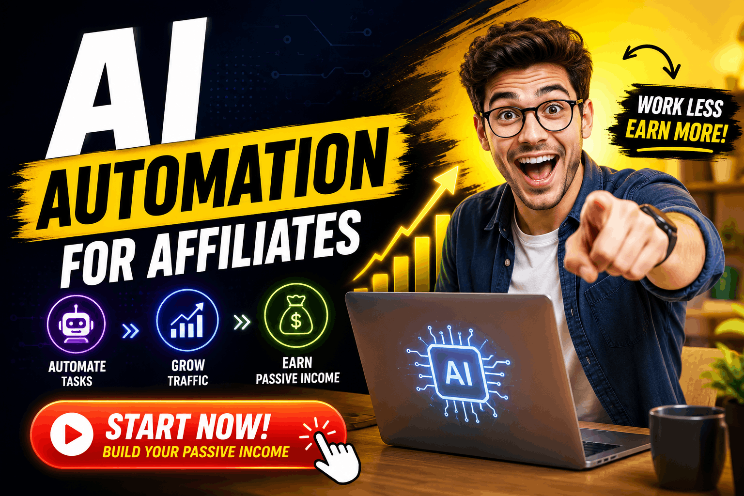 AI automation for affiliates using content creation, SEO, email marketing, and workflow automation to build passive income online