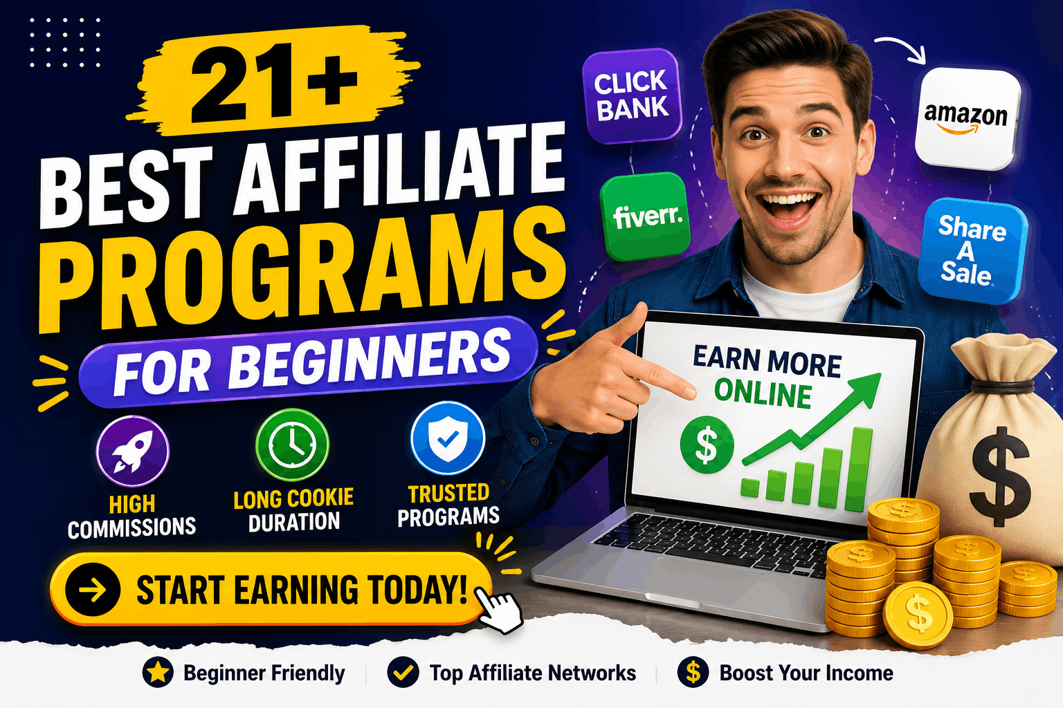 Best Affiliate Marketing Programs for Beginners comparison guide featuring top affiliate networks, high commissions, recurring income opportunities, and beginner-friendly recommendations.