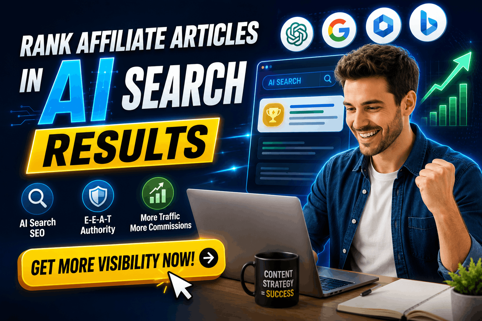 How to Rank Affiliate Articles in AI Search Results using AI Search SEO, GEO, E-E-A-T, and Topical Authority for Higher Organic Traffic